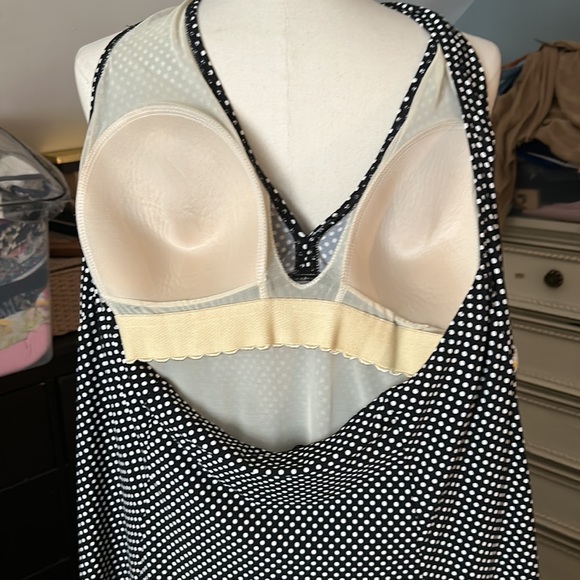 Black and White polka dot with white and yellow daisies swim dress Size 16W - Picture 3 of 5